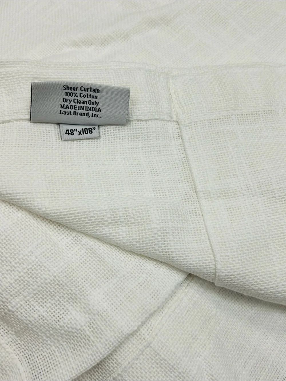 QUINCE Set Of 2 48x108 Cotton Sheer Curtains White 0760